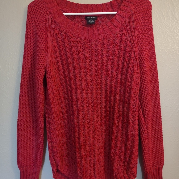 Calvin Klein Jeans Red Chunky Cable Knit Sweater - Picture 2 of 12